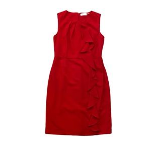 CALVIN KLEIN RED Sleeveless Ruffle Cocktail Dress Womens 6